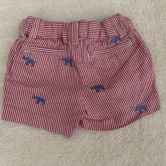 J.Crew Girls Red and White Shorts w/Blue Elephants - Picture 2 of 7